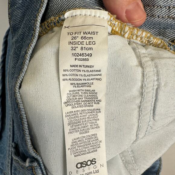 Asos High Rise Medium Wash Straight Leg Jeans Womens Size 26/32 Denim - Picture 11 of 12